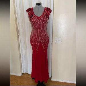 Red beaded gown